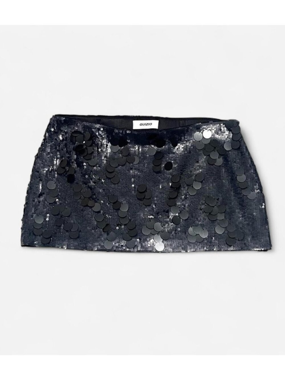 Danielle Guizi Glam chic charcoal black sequin mini skirt